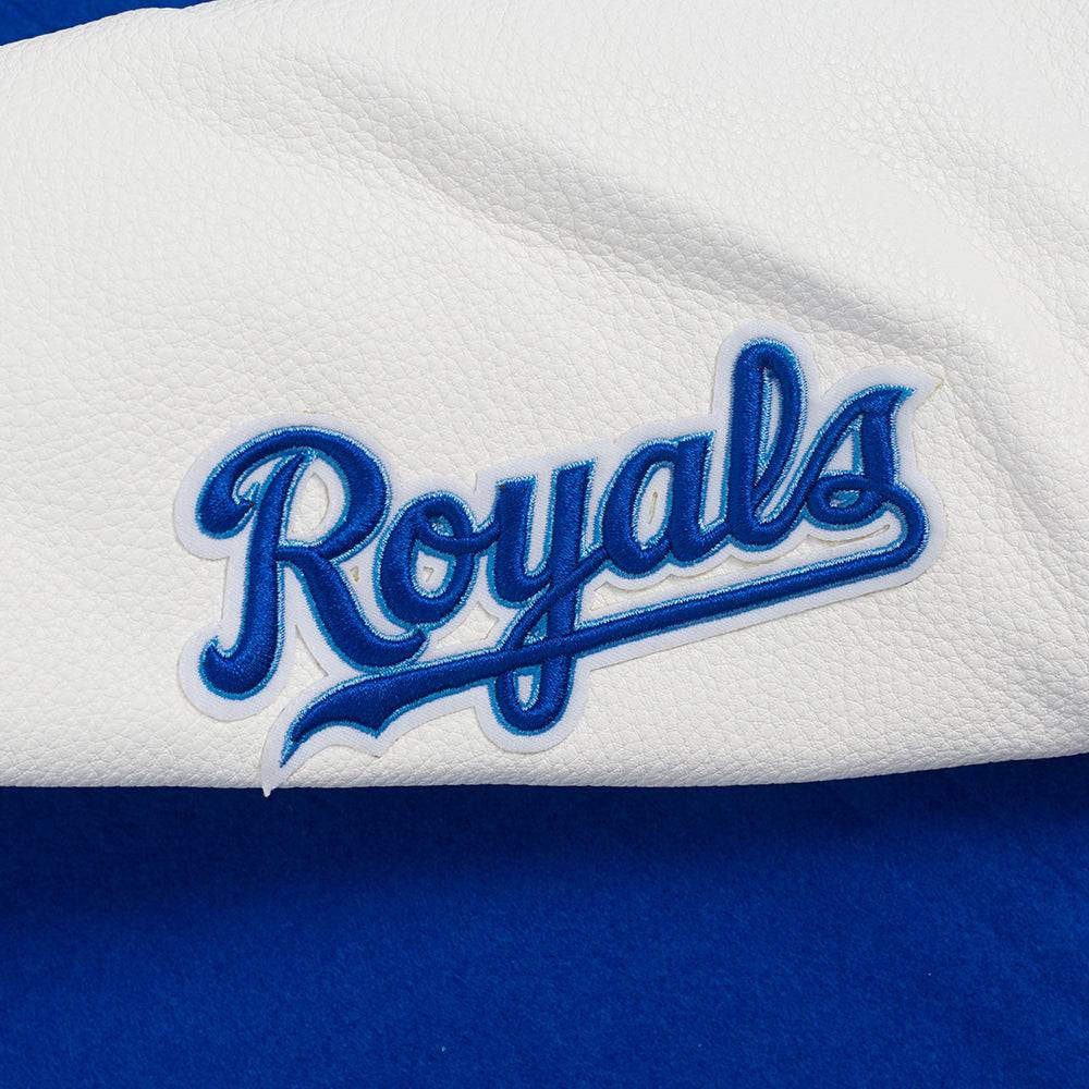 CHAQUETA UNIVERSITARIA CLÁSICA DE LANA PARA MUJER MLB KANSAS CITY ROYALS (AZUL REAL/BLANCO)