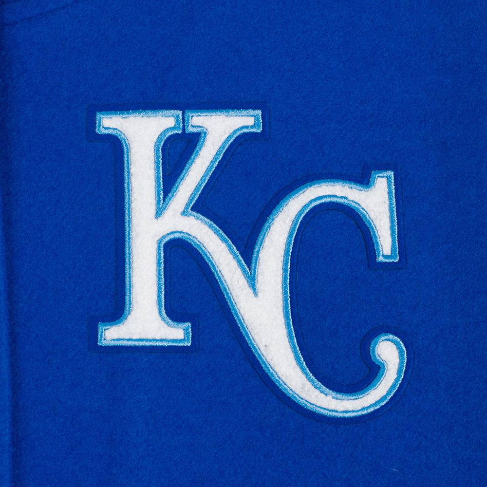 CHAQUETA UNIVERSITARIA CLÁSICA DE LANA PARA MUJER MLB KANSAS CITY ROYALS (AZUL REAL/BLANCO)