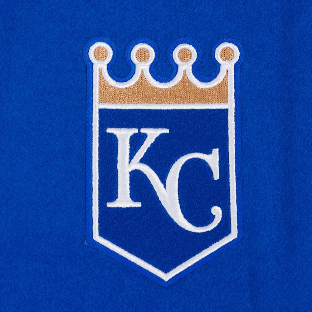 CHAQUETA UNIVERSITARIA CLÁSICA DE LANA PARA MUJER MLB KANSAS CITY ROYALS (AZUL REAL/BLANCO)