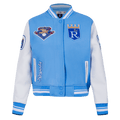 MLB KANSAS CITY ROYALS RETRO CLASSIC WOMEN'S RIB WOOL VARSITY JACKET (UNIVERSITY BLUE/WHITE)