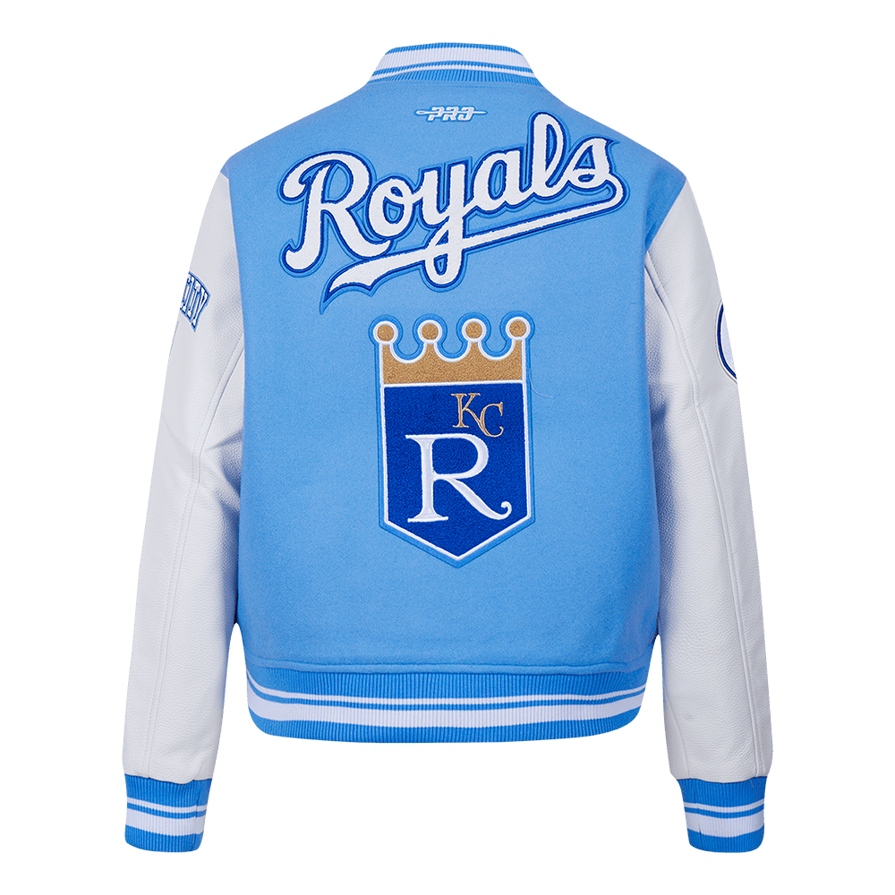 MLB KANSAS CITY ROYALS RETRO CLASSIC WOMEN'S RIB WOOL VARSITY JACKET (UNIVERSITY BLUE/WHITE)