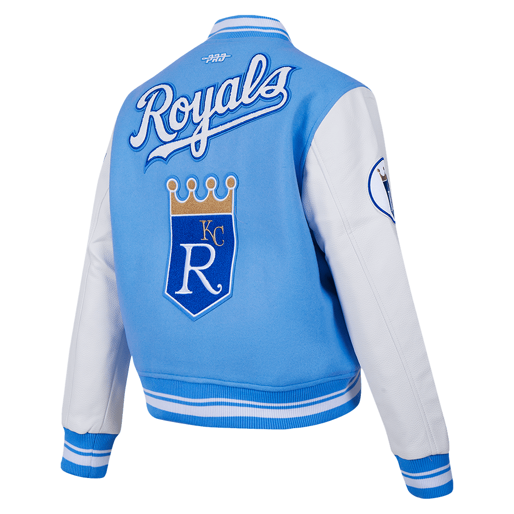 MLB KANSAS CITY ROYALS RETRO CLASSIC WOMEN'S RIB WOOL VARSITY JACKET (UNIVERSITY BLUE/WHITE)