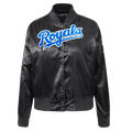 MLB KANSAS CITY ROYALS CLASSIC WOMEN'S SATIN JACKET (BLACK)