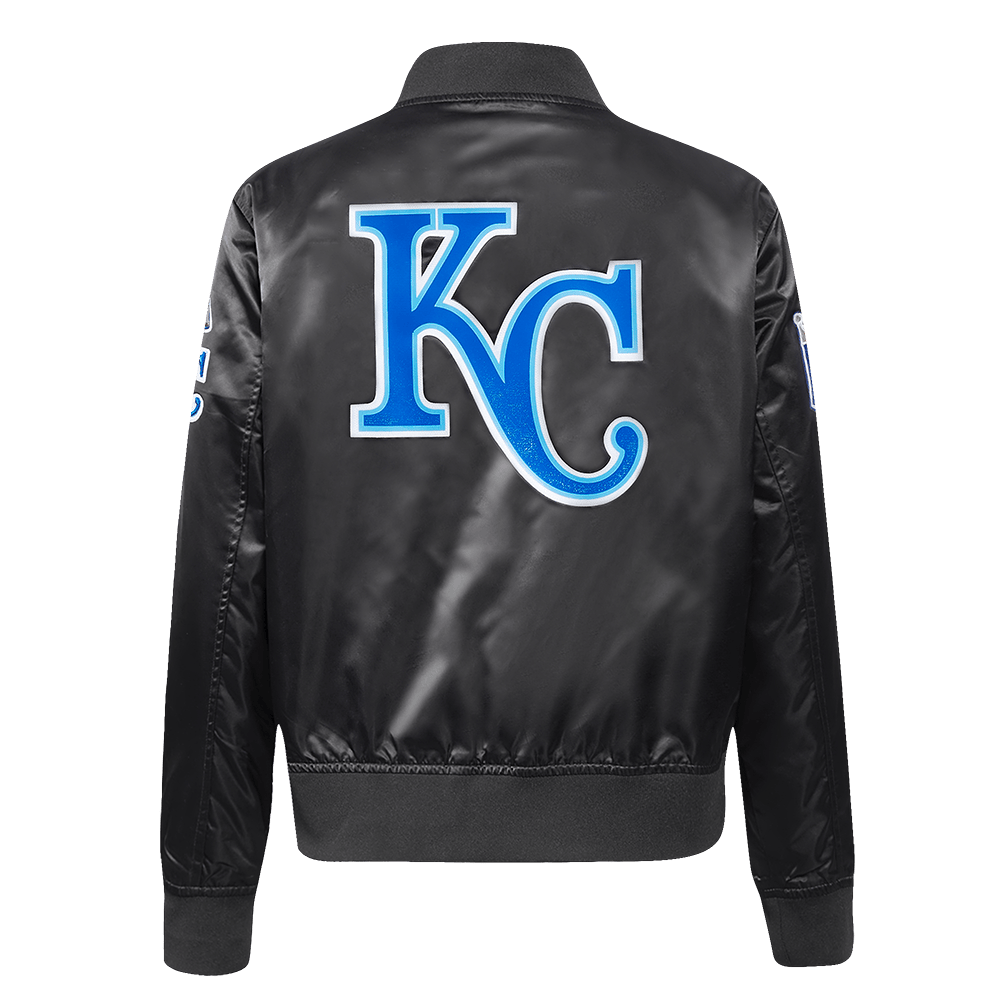 MLB KANSAS CITY ROYALS CLASSIC WOMEN'S SATIN JACKET (BLACK)