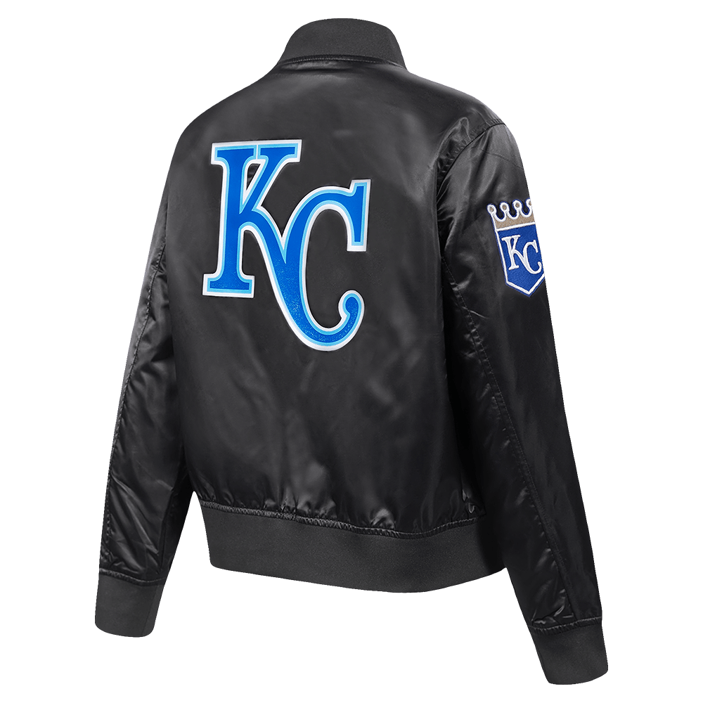 MLB KANSAS CITY ROYALS CLASSIC WOMEN'S SATIN JACKET (BLACK)