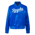 CHAQUETA CÁSICA DE SATÉN PARA MUJER MLB KANSAS CITY ROYALS (AZUL REAL)