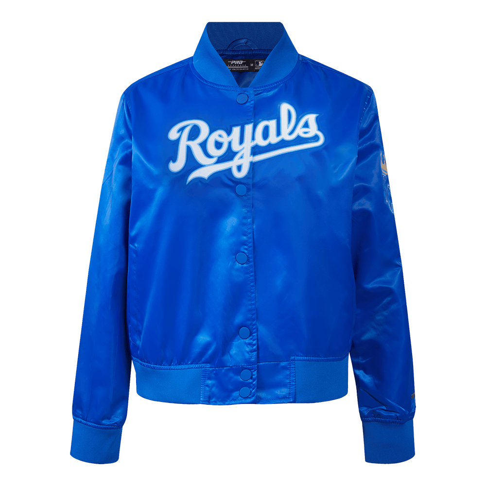 CHAQUETA CÁSICA DE SATÉN PARA MUJER MLB KANSAS CITY ROYALS (AZUL REAL)