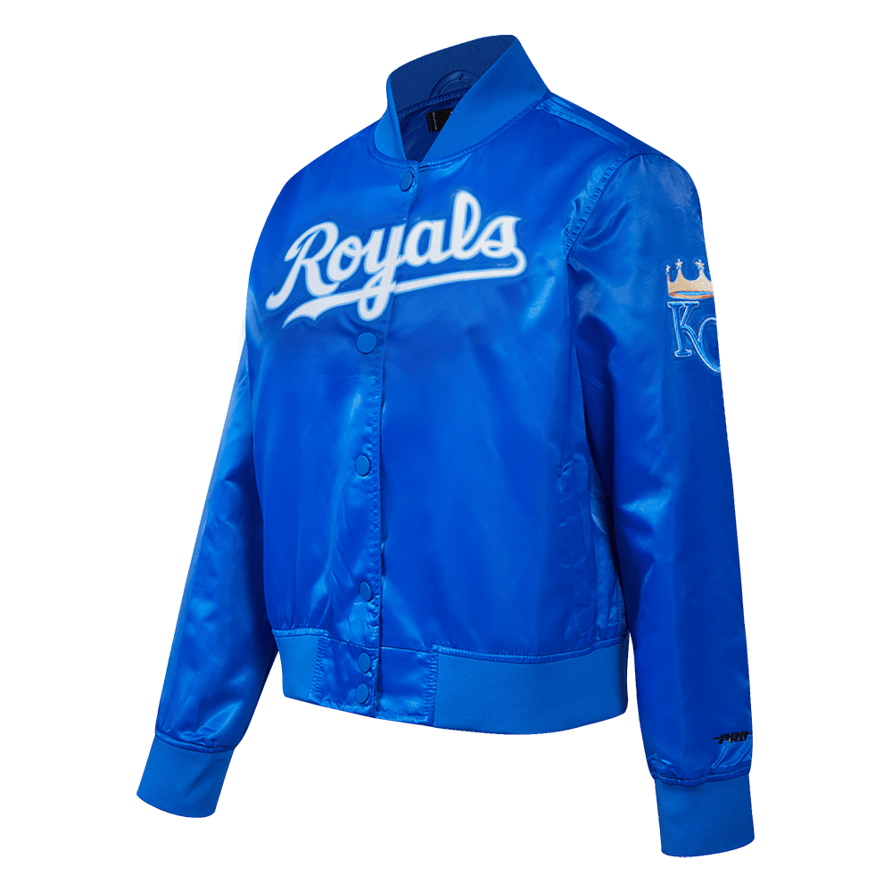 CHAQUETA CÁSICA DE SATÉN PARA MUJER MLB KANSAS CITY ROYALS (AZUL REAL)