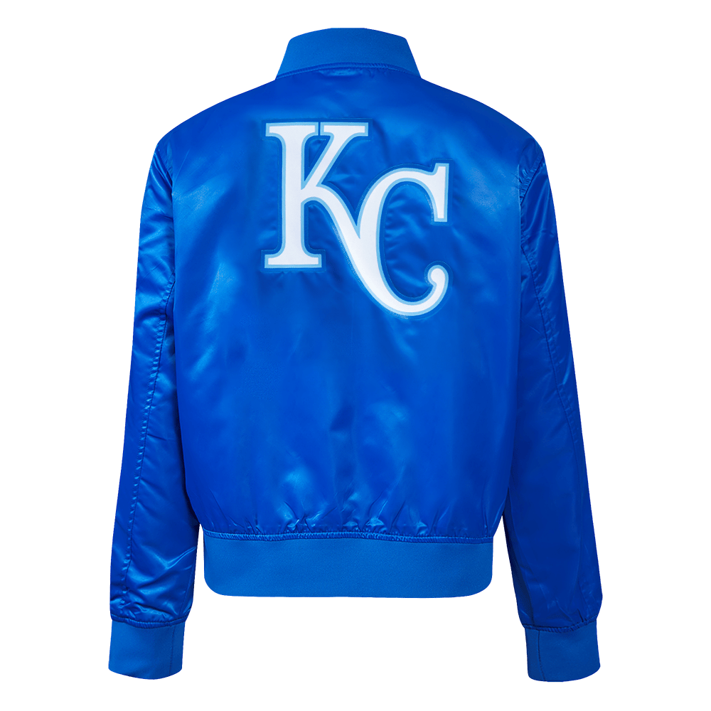 CHAQUETA CÁSICA DE SATÉN PARA MUJER MLB KANSAS CITY ROYALS (AZUL REAL)