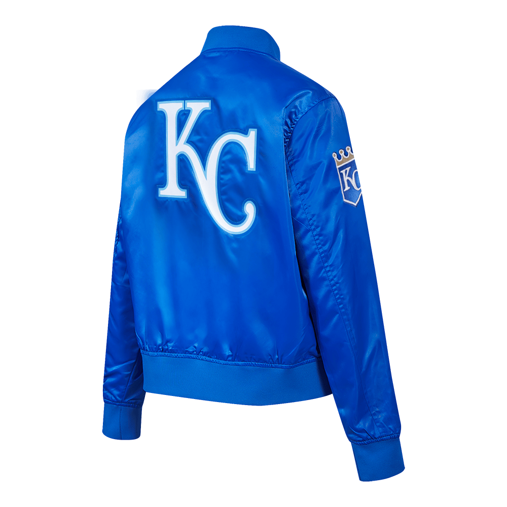 CHAQUETA CÁSICA DE SATÉN PARA MUJER MLB KANSAS CITY ROYALS (AZUL REAL)