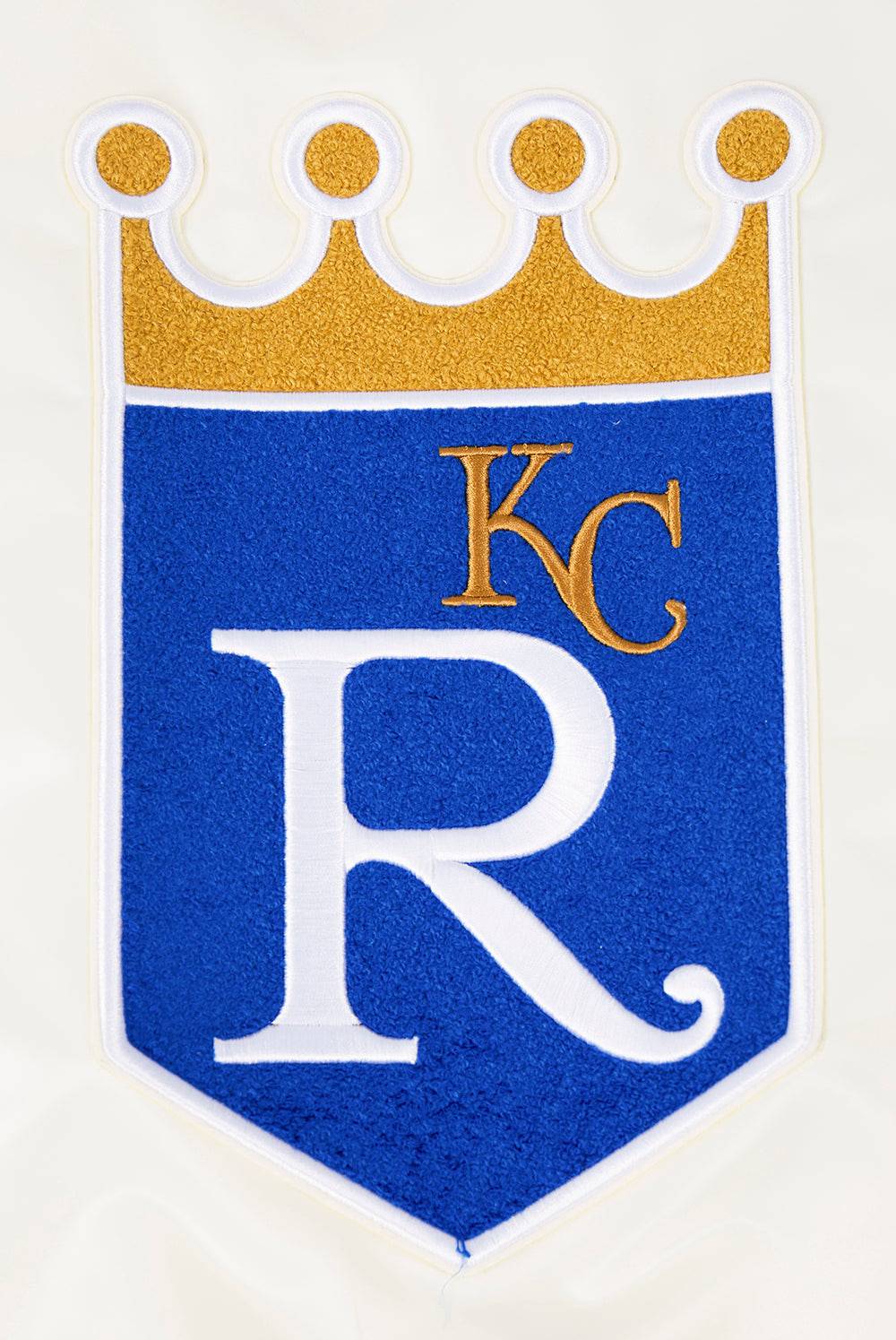 MLB KANSAS CITY ROYALS RETRO CLASSIC WOMEN'S RIB SATIN JACKET (EGGSHELL/ UNIVERSITY BLUE)
