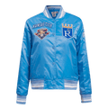 CHAQUETA DE SATÉN ACANALADA RETRO CLÁSICA PARA MUJER MLB KANSAS CITY ROYALS (AZUL UNIVERSITARIO)