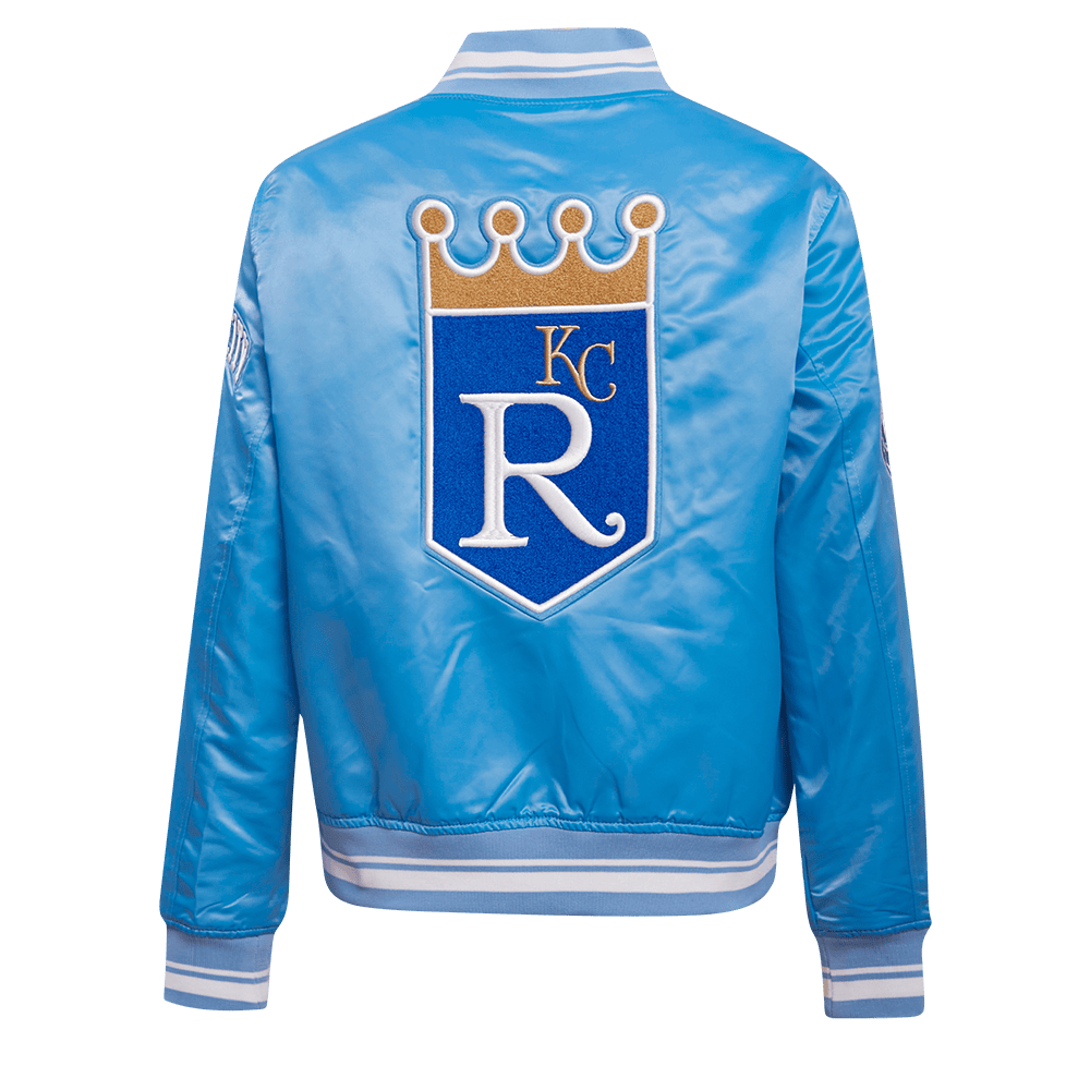 MLB KANSAS CITY ROYALS RETRO CLASSIC WOMEN'S RIB SATIN JACKET (UNIVERSITY BLUE)