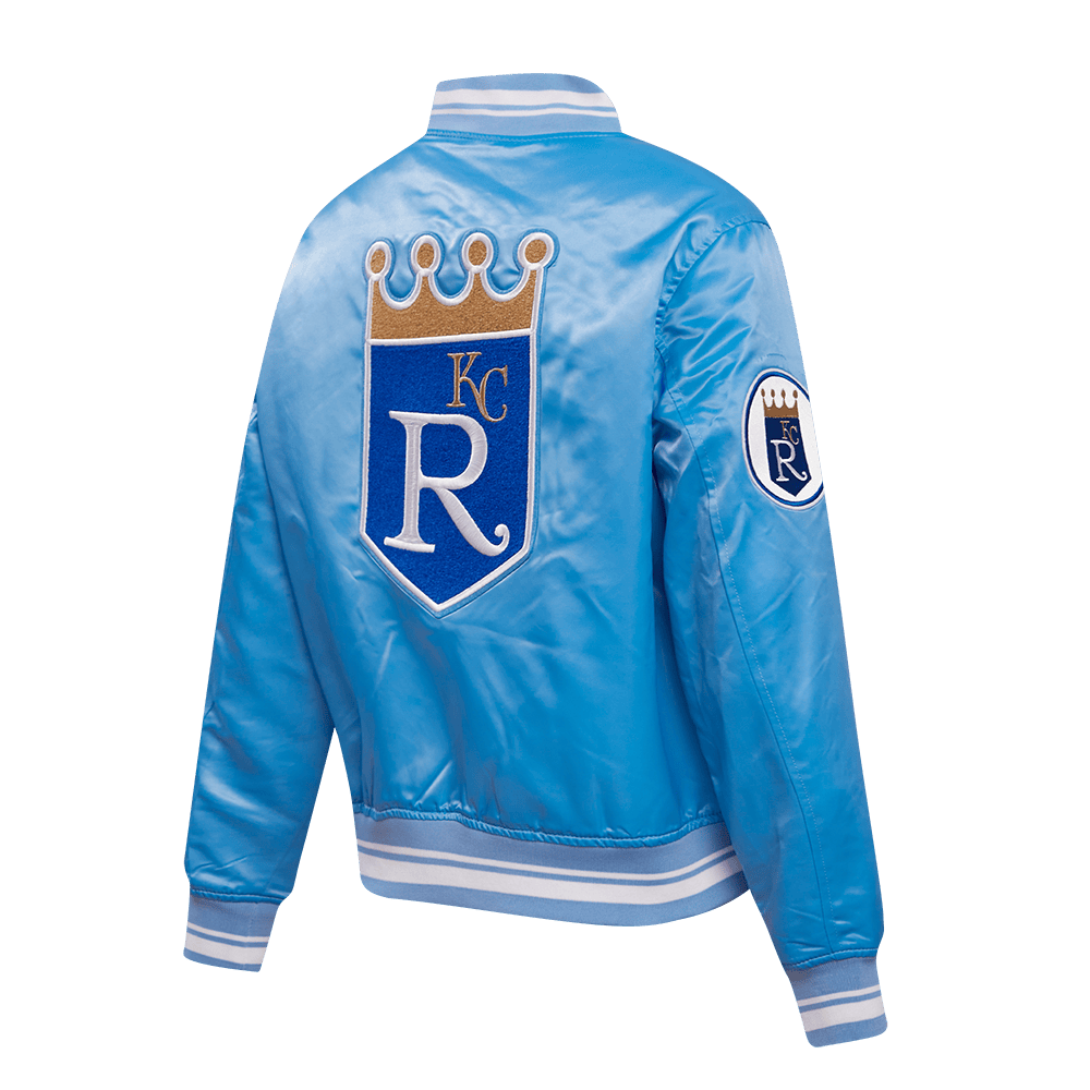 MLB KANSAS CITY ROYALS RETRO CLASSIC WOMEN'S RIB SATIN JACKET (UNIVERSITY BLUE)