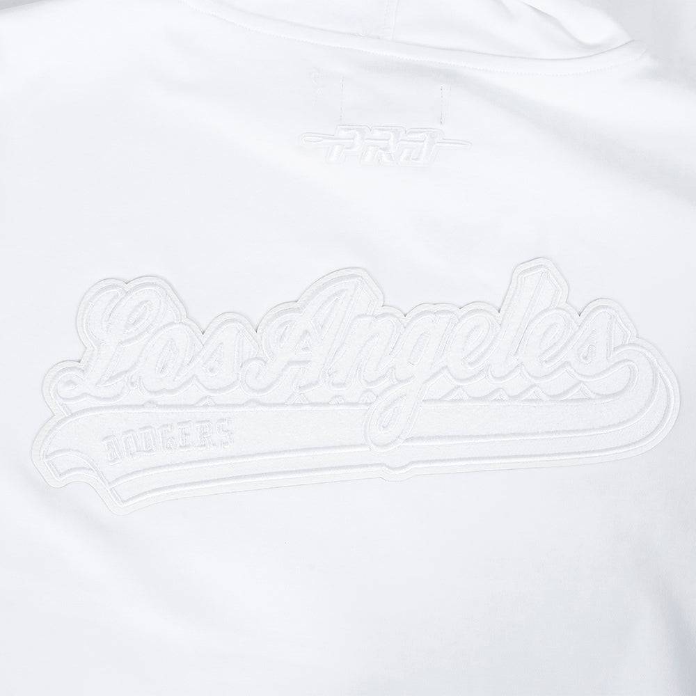 MLB LOS ANGELES DODGERS SUDADERA CON CAPUCHA DE MANGA CORTA PARA HOMBRE WHITE OUT (BLANCO)