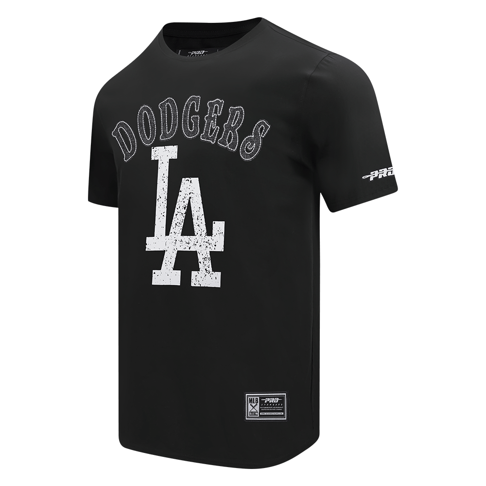 MLB LOS ANGELES DODGERS REBEL ATHLETICS STACKED LOGO MEN'S SJ TEE (BLACK)