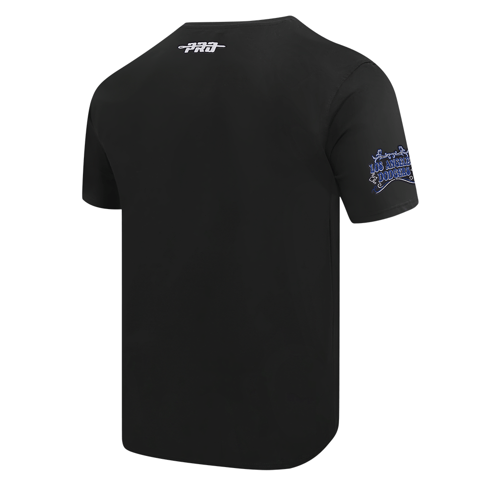 MLB LOS ANGELES DODGERS REBEL ATHLETICS STACKED LOGO MEN'S SJ TEE (BLACK)
