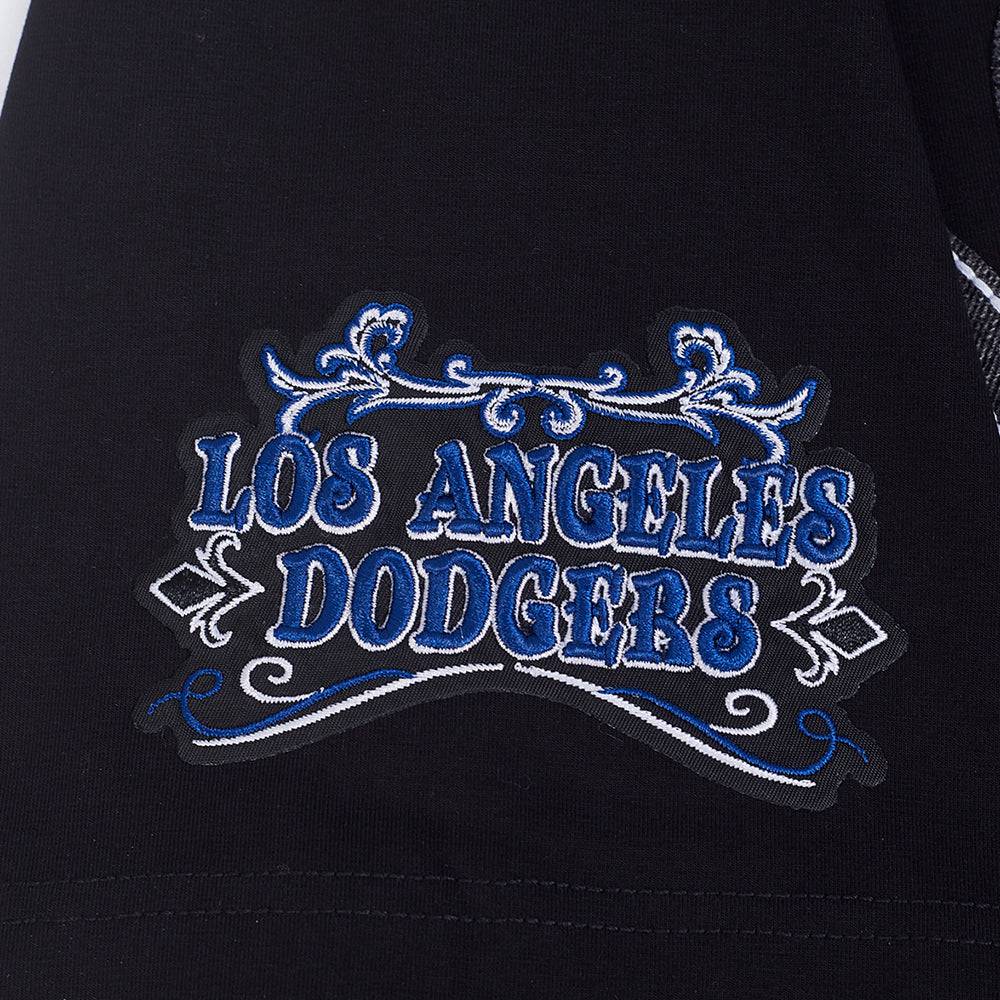 MLB LOS ANGELES DODGERS REBEL ATHLETICS STACKED LOGO MEN'S SJ TEE (BLACK)