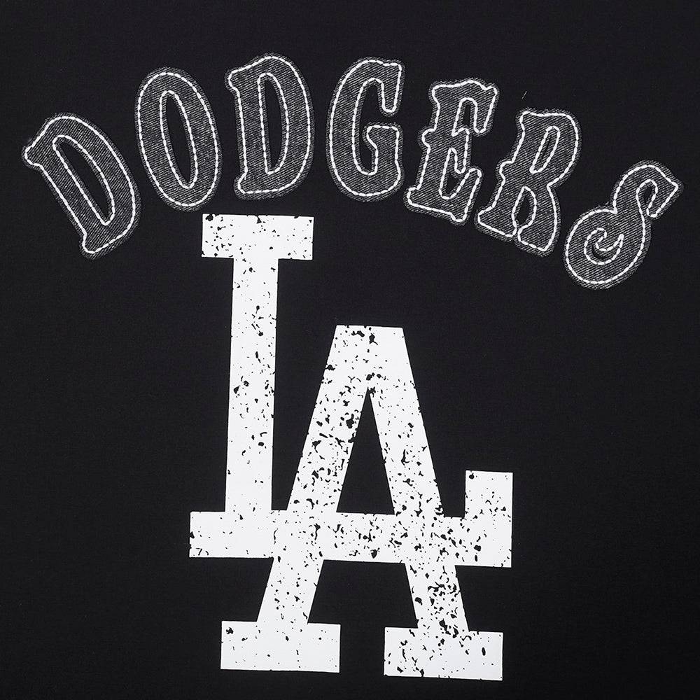 MLB LOS ANGELES DODGERS REBEL ATHLETICS STACKED LOGO MEN'S SJ TEE (BLACK)