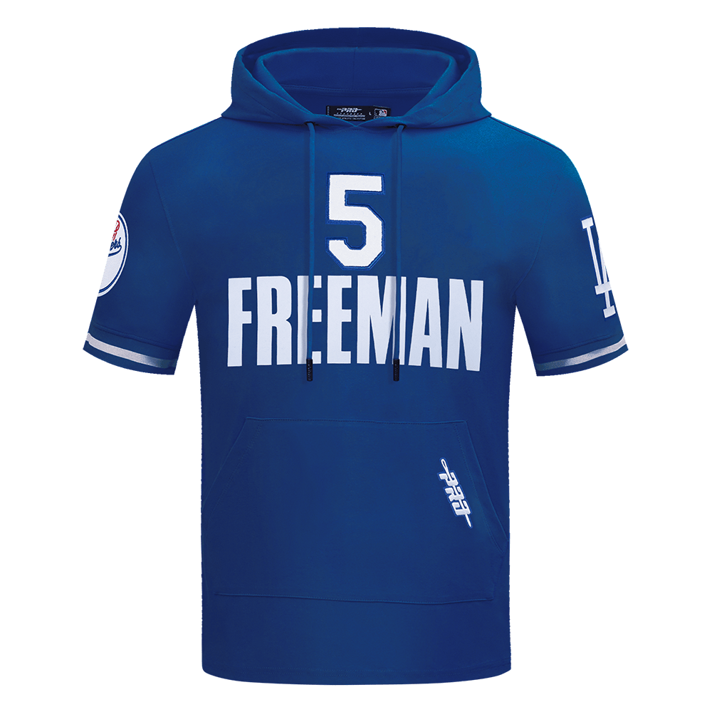 MLB LOS ANGELES DODGERS FREDDIE FREEMAN #5  CLASSIC MEN'S SHORT SLEEVE PULLOVER HOODIE (DODGER BLUE)