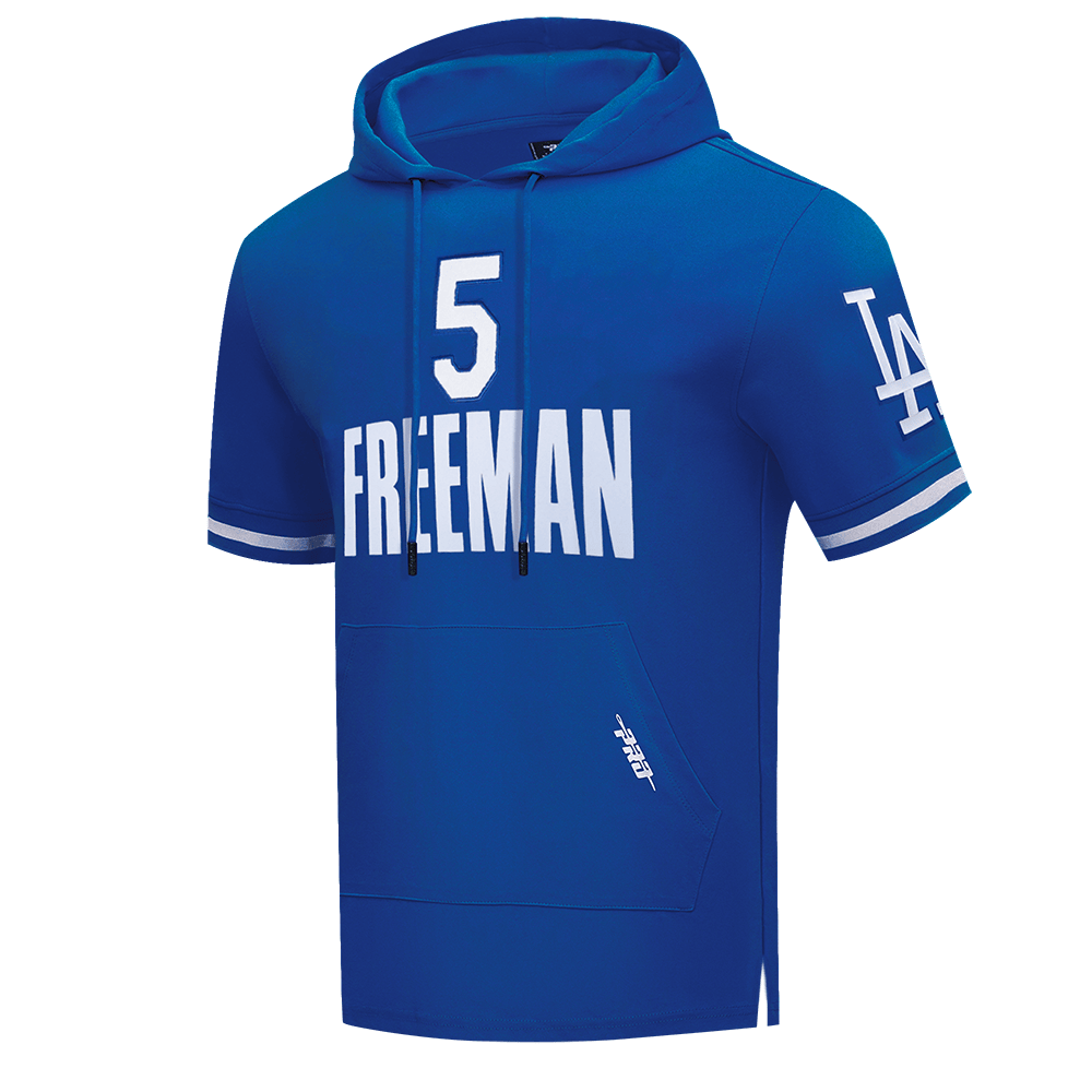 MLB LOS ANGELES DODGERS FREDDIE FREEMAN #5  CLASSIC MEN'S SHORT SLEEVE PULLOVER HOODIE (DODGER BLUE)
