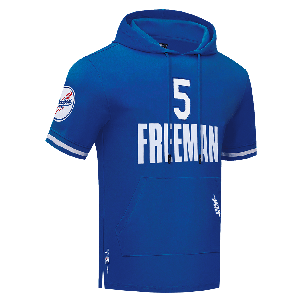 MLB LOS ANGELES DODGERS FREDDIE FREEMAN #5  CLASSIC MEN'S SHORT SLEEVE PULLOVER HOODIE (DODGER BLUE)