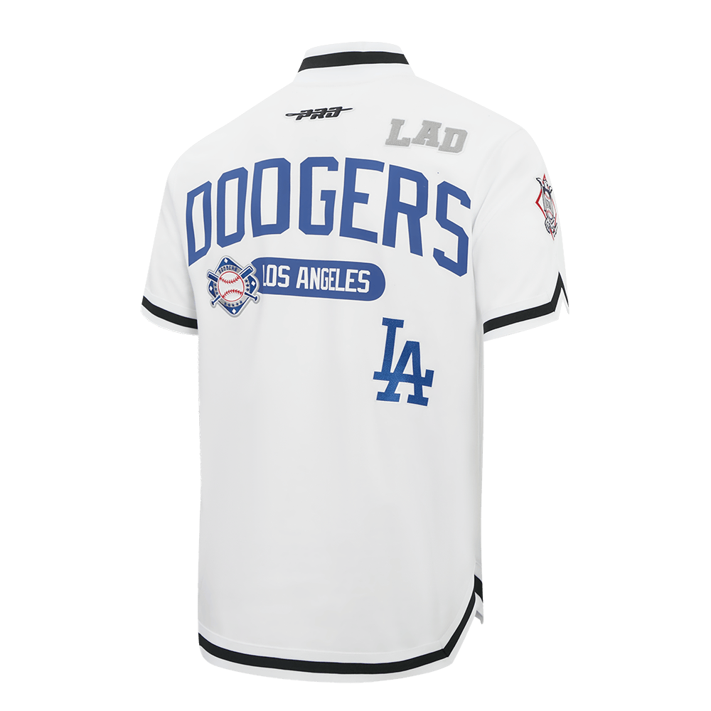 MLB LOS ANGELES DODGERS LETTERMAN MEN'S BUTTON DOWN (WHITE/BLACK)
