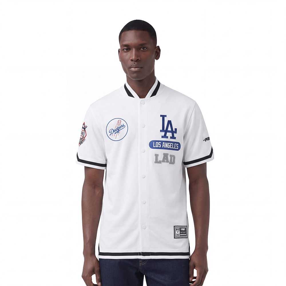 MLB LOS ANGELES DODGERS LETTERMAN MEN'S BUTTON DOWN (WHITE/BLACK)