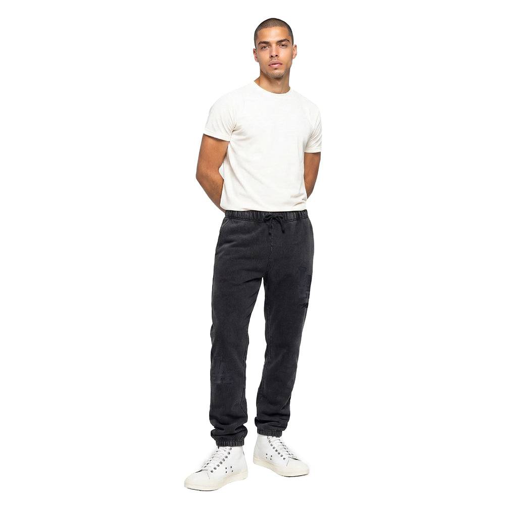 MLB LOS ANGELES DODGERS WASHED VANGUARD CAMISETA RELAJADA PARA HOMBRE CON LAVADO ENZIMÁTICO (NEGRO DECALCADO)