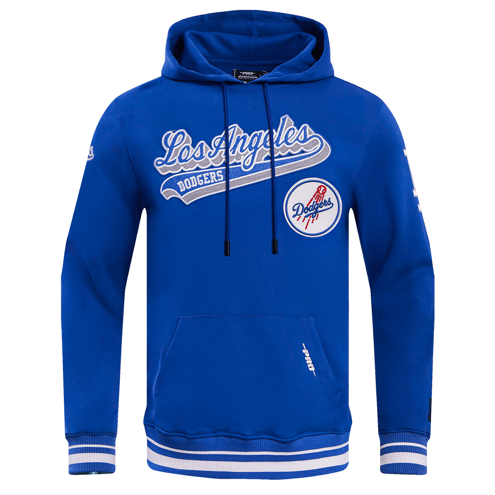 MLB LOS ANGELES DODGERS SCRIPT TAIL MEN'S RIB FLEECE PULLOVER HOODIE (DODGER BLUE)