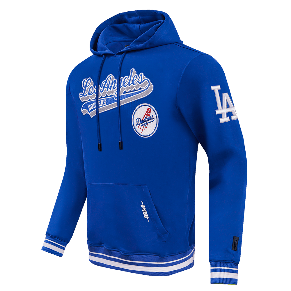MLB LOS ANGELES DODGERS SCRIPT TAIL MEN'S RIB FLEECE PULLOVER HOODIE (DODGER BLUE)