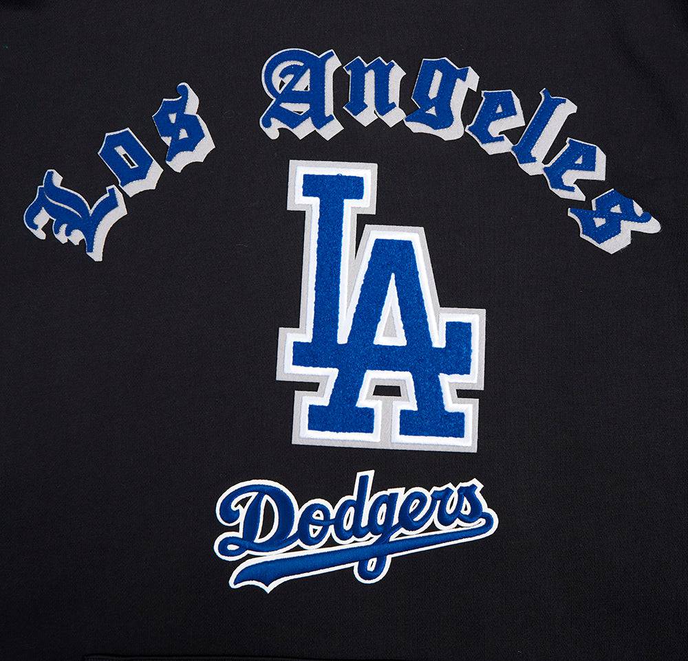 MLB LOS ANGELES DODGERS OLD ENGLISH MEN'S PULLOVER HOODIE (BLACK)