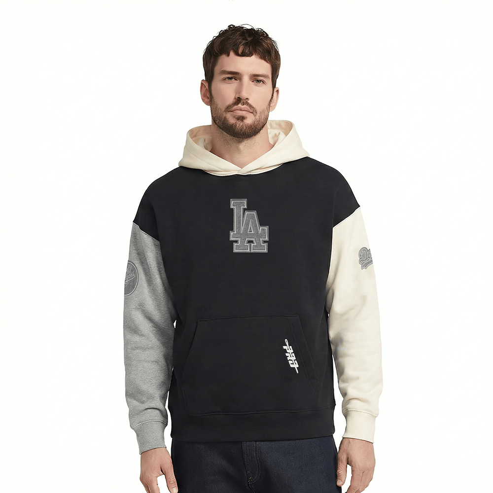 MLB LOS ANGELES DODGERS REVERSE FRENCH TERRY MEN'S COLORBLOCK FLEECE PULLOVER HOODIE