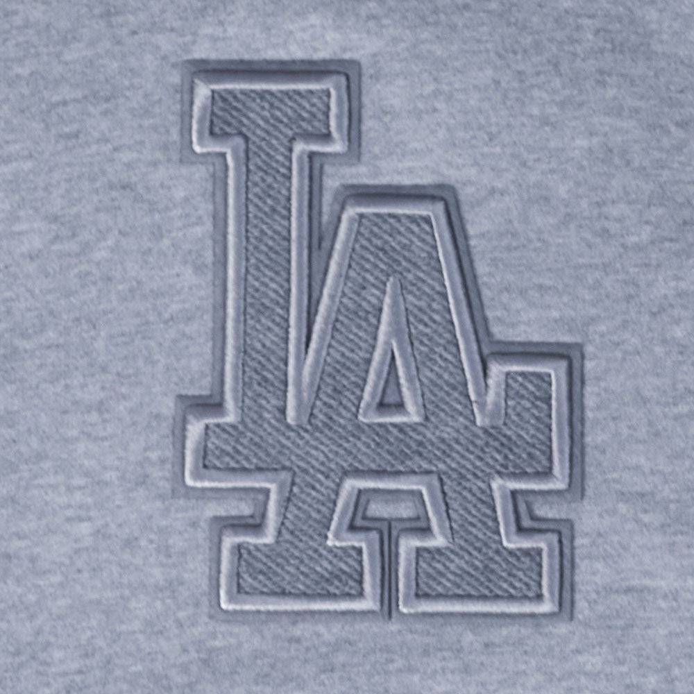 MLB LOS ANGELES DODGERS SUDADERA CON CAPUCHA DE FELPA PARA HOMBRE CON HOMBROS CAÍDOS DE TELA FRENCH TERRY INVERTIDA (GRIS OSCURO MELANGE)