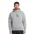 MLB LOS ANGELES DODGERS SUDADERA CON CAPUCHA DE FELPA PARA HOMBRE CON HOMBROS CAÍDOS DE TELA FRENCH TERRY INVERTIDA (GRIS OSCURO MELANGE)