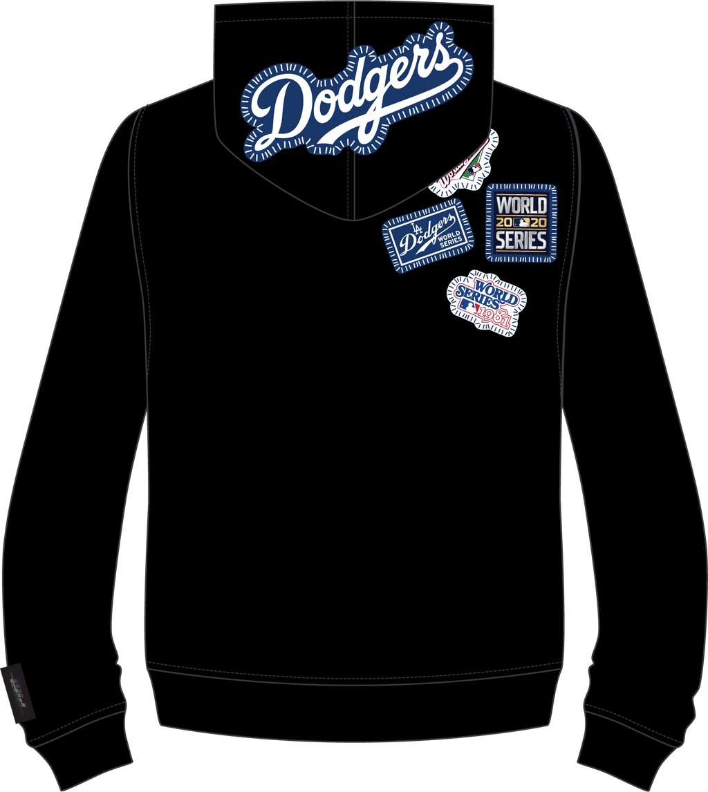 MLB LOS ANGELES DODGERS DIY PICK STITCH MEN'S DOUBLE KNIT PULLOVER HOODIE (BLACK)