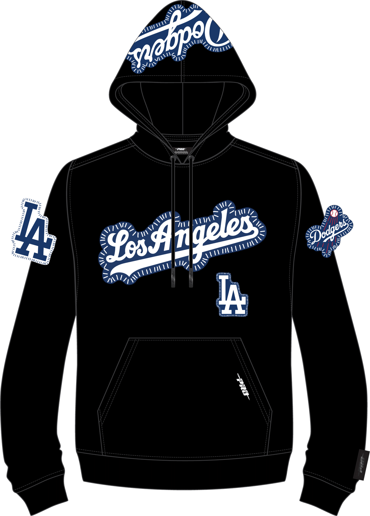 MLB LOS ANGELES DODGERS DIY PICK STITCH MEN'S DOUBLE KNIT PULLOVER HOODIE (BLACK)