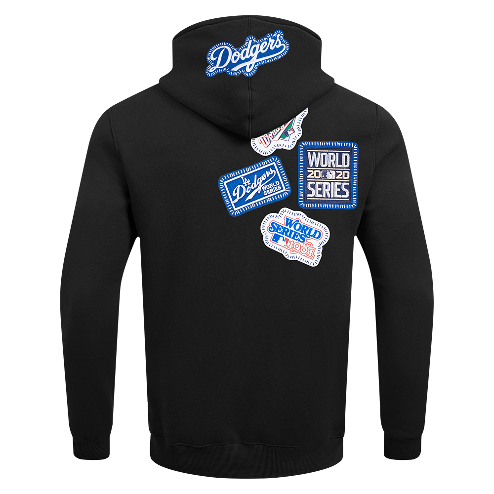 MLB LOS ANGELES DODGERS DIY PICK STITCH MEN'S DOUBLE KNIT PULLOVER HOODIE (BLACK)