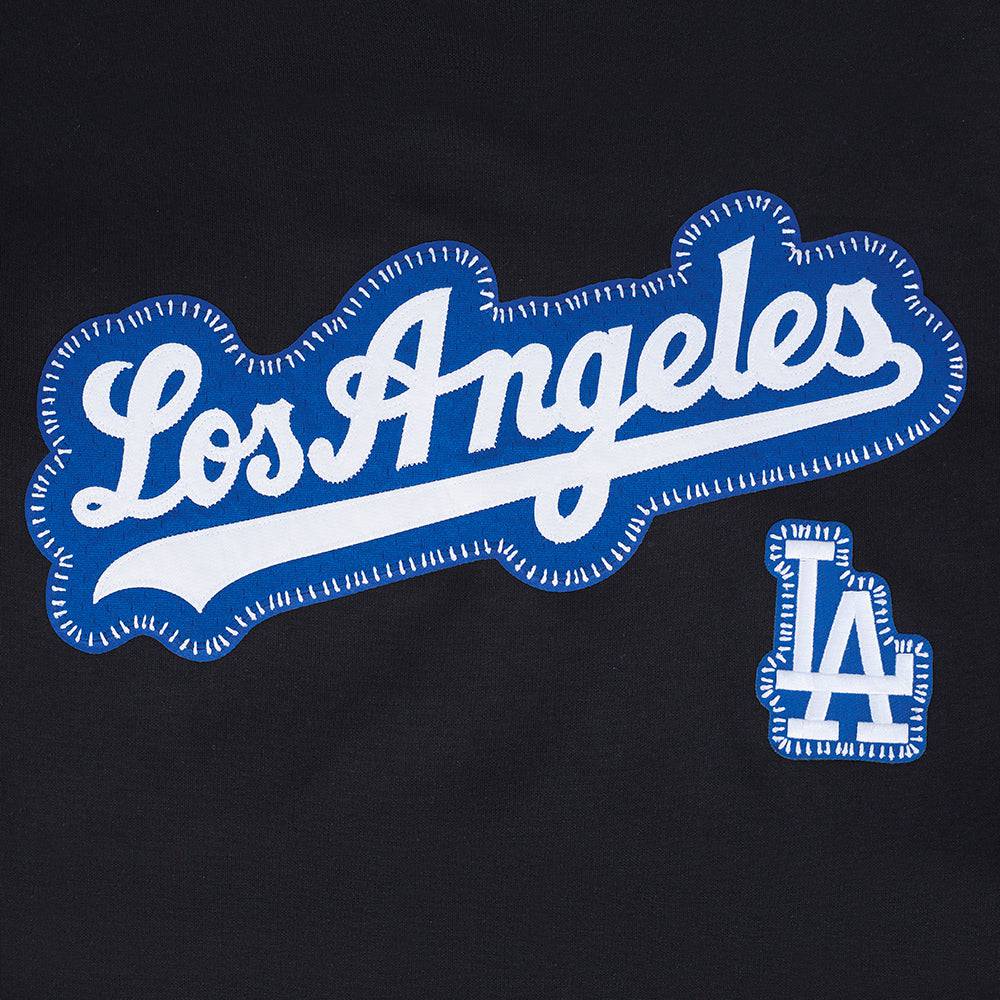 MLB LOS ANGELES DODGERS DIY PICK STITCH MEN'S DOUBLE KNIT PULLOVER HOODIE (BLACK)