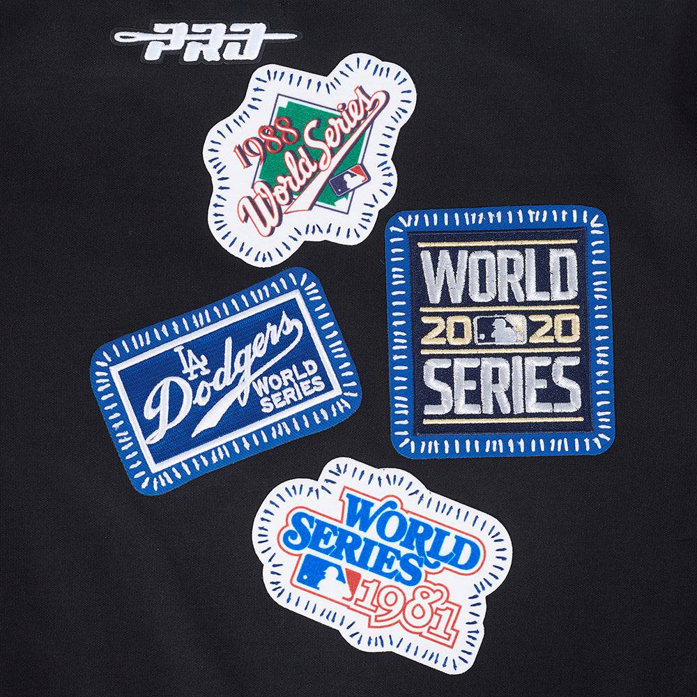MLB LOS ANGELES DODGERS DIY PICK STITCH MEN'S DOUBLE KNIT PULLOVER HOODIE (BLACK)