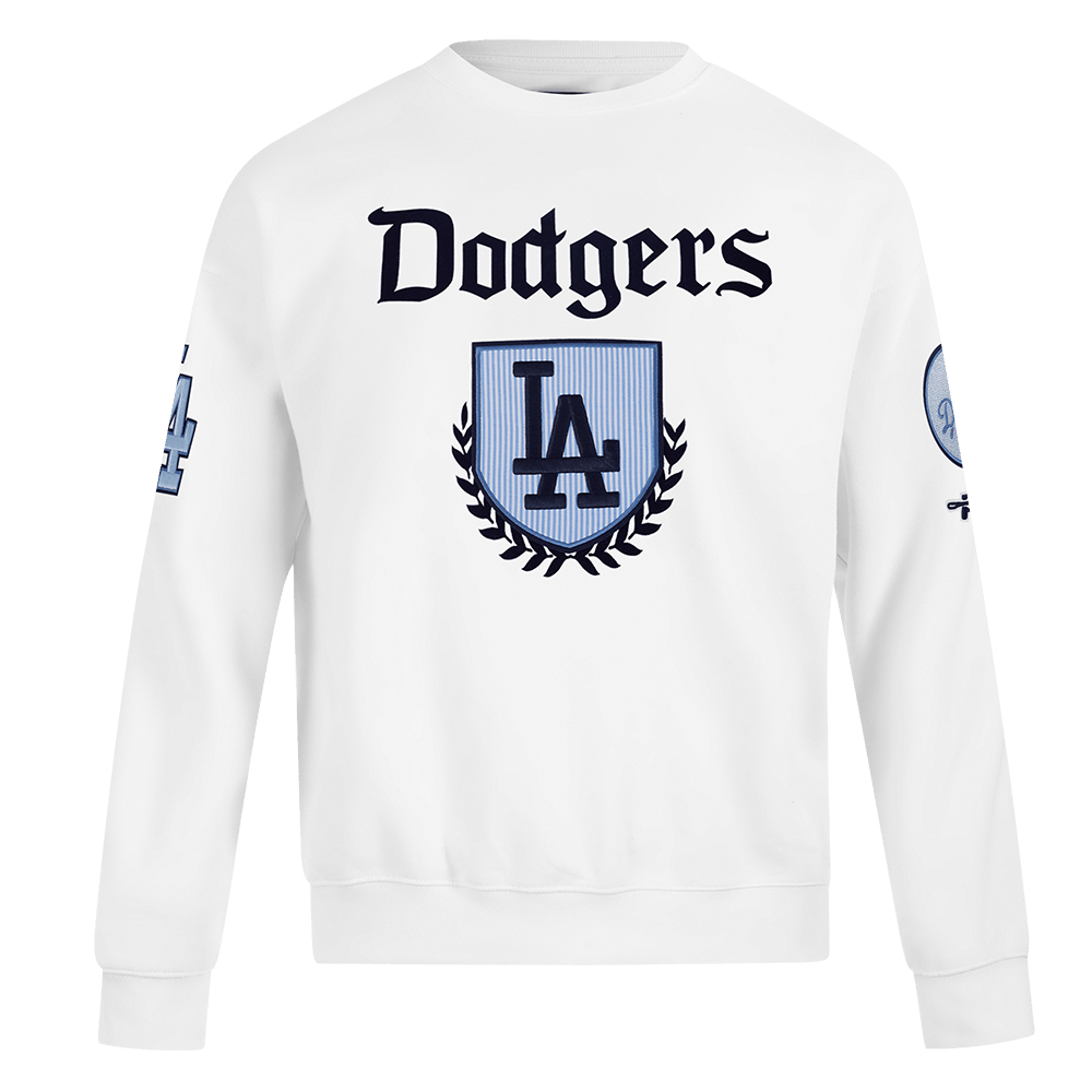 MLB LOS ANGELES DODGERS COUNTRY CLUB MEN'S DROP SHOULDER FLEECE CREWNECK (WHITE)