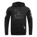 MLB LOS ANGELES DODGERS ECHO LOGO MEN'S FLEECE PULLOVER HOODIE (BLACK)
