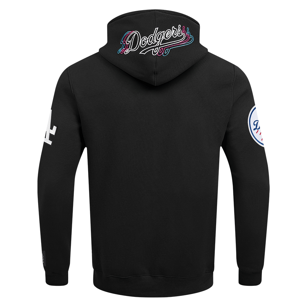 MLB LOS ANGELES DODGERS ECHO LOGO MEN'S FLEECE PULLOVER HOODIE (BLACK)