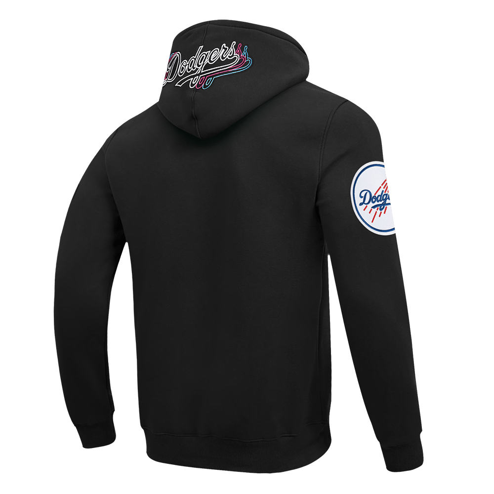 MLB LOS ANGELES DODGERS ECHO LOGO MEN'S FLEECE PULLOVER HOODIE (BLACK)