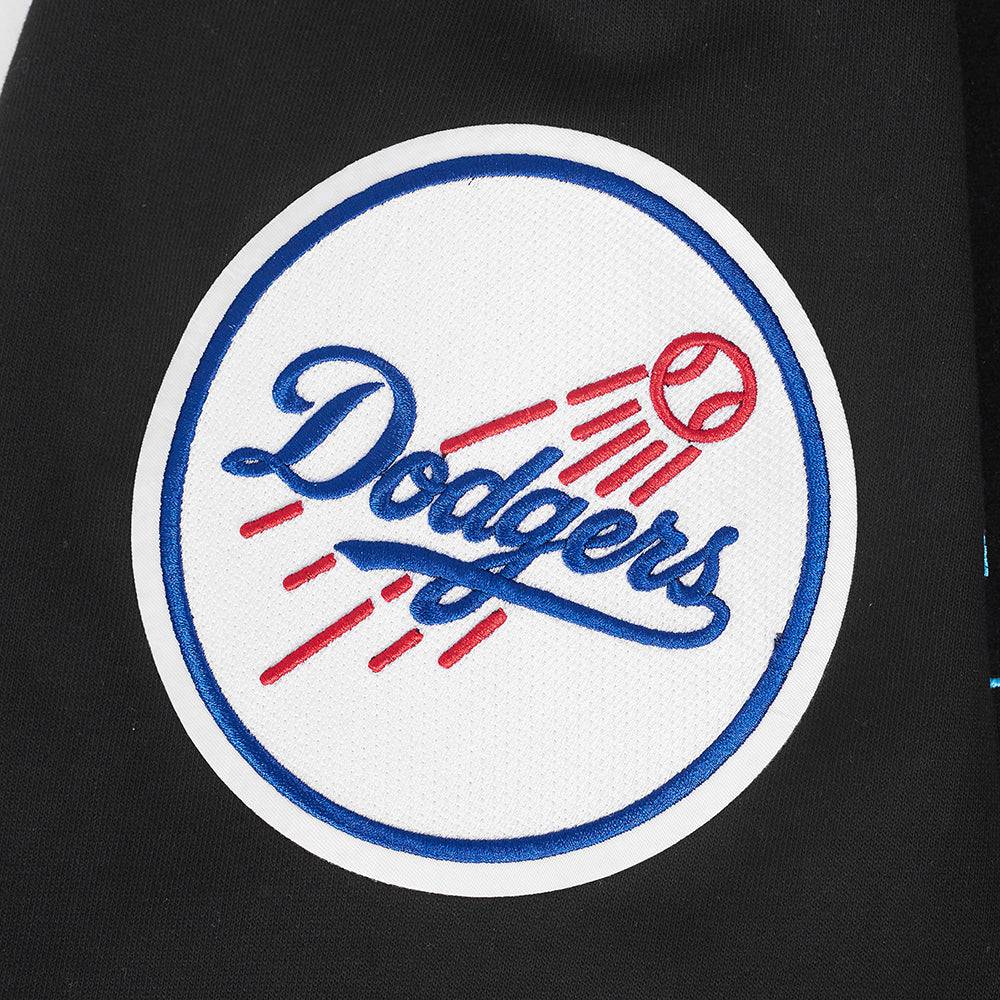 MLB LOS ANGELES DODGERS ECHO LOGO MEN'S FLEECE PULLOVER HOODIE (BLACK)