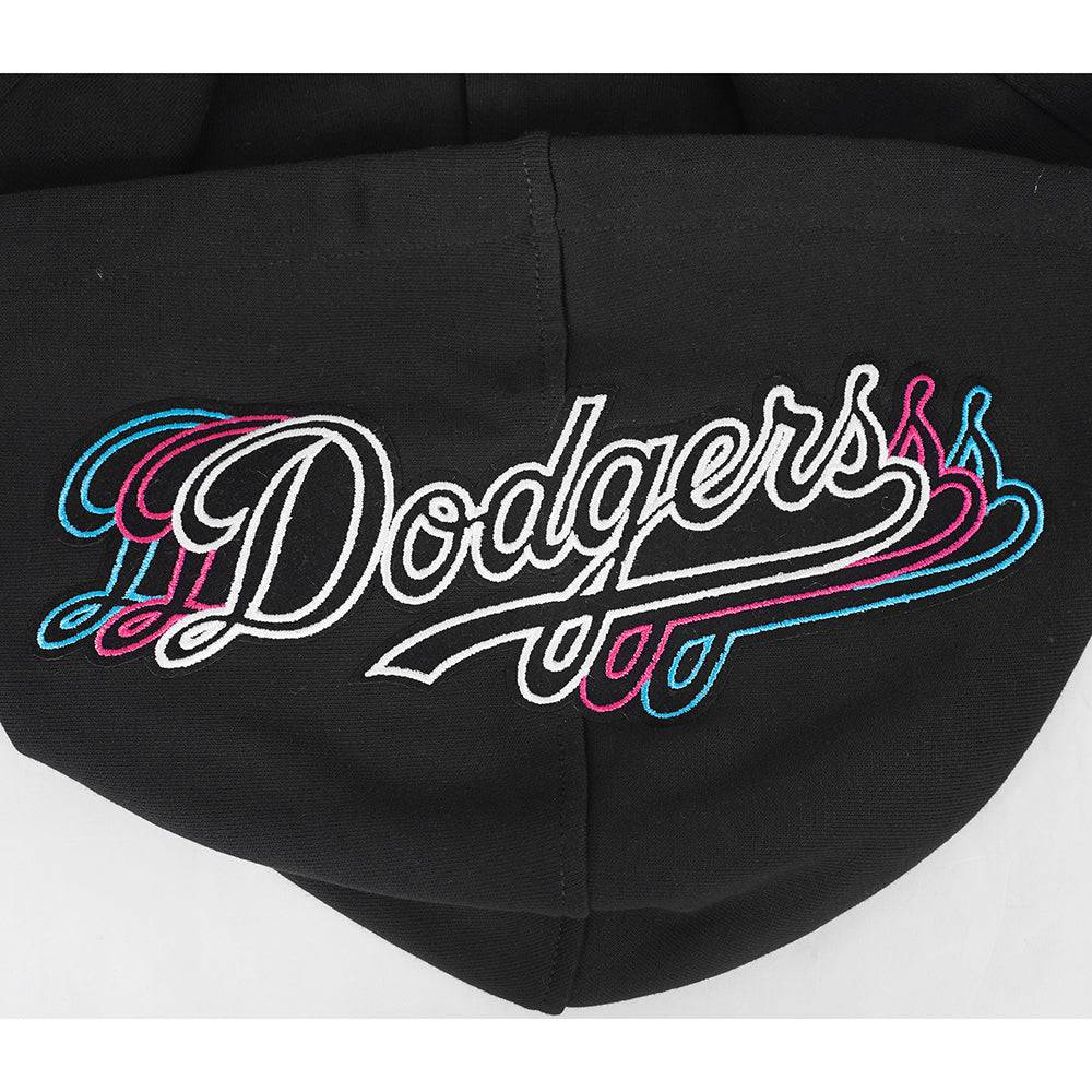 MLB LOS ANGELES DODGERS ECHO LOGO MEN'S FLEECE PULLOVER HOODIE (BLACK)