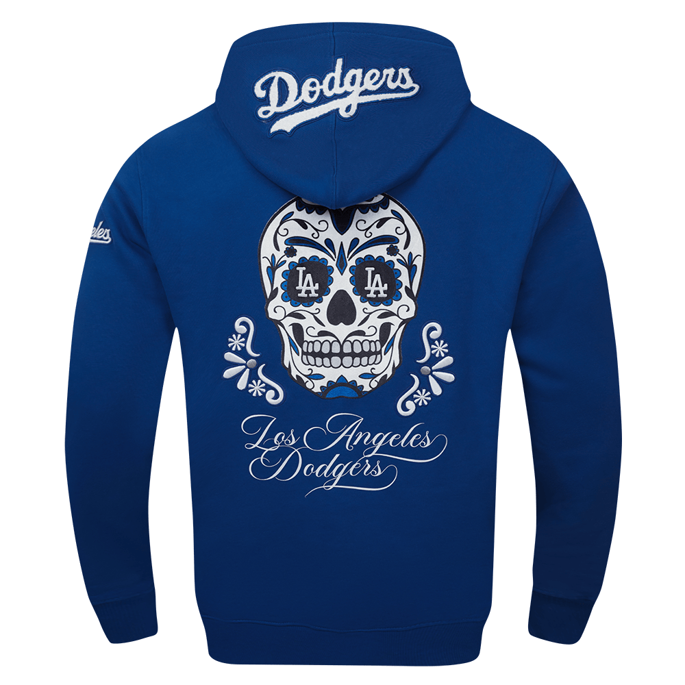 MLB LOS ANGELES DODGERS SUGAR SKULL MEN'S FLEECE PULLOVER HOODIE (DODGER BLUE)