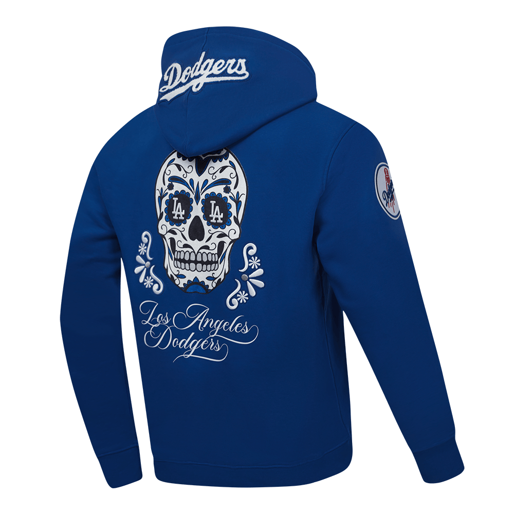 MLB LOS ANGELES DODGERS SUGAR SKULL MEN'S FLEECE PULLOVER HOODIE (DODGER BLUE)
