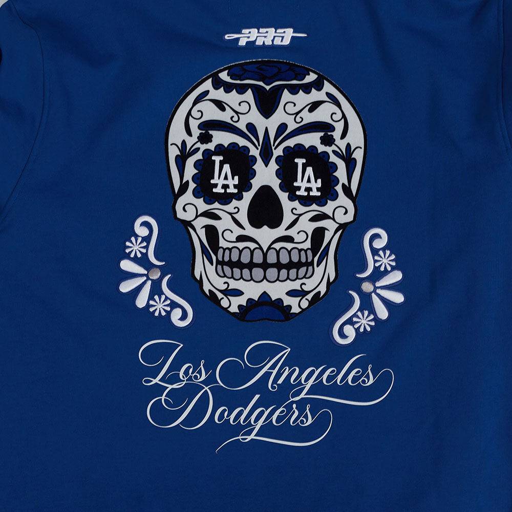 MLB LOS ANGELES DODGERS SUGAR SKULL MEN'S FLEECE PULLOVER HOODIE (DODGER BLUE)