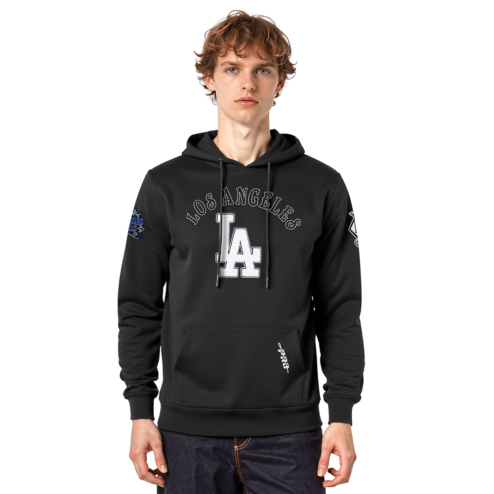 MLB LOS ANGELES DODGERS REBEL ATHLETICS MEN'S FLC PO HOODIE (BLACK)
